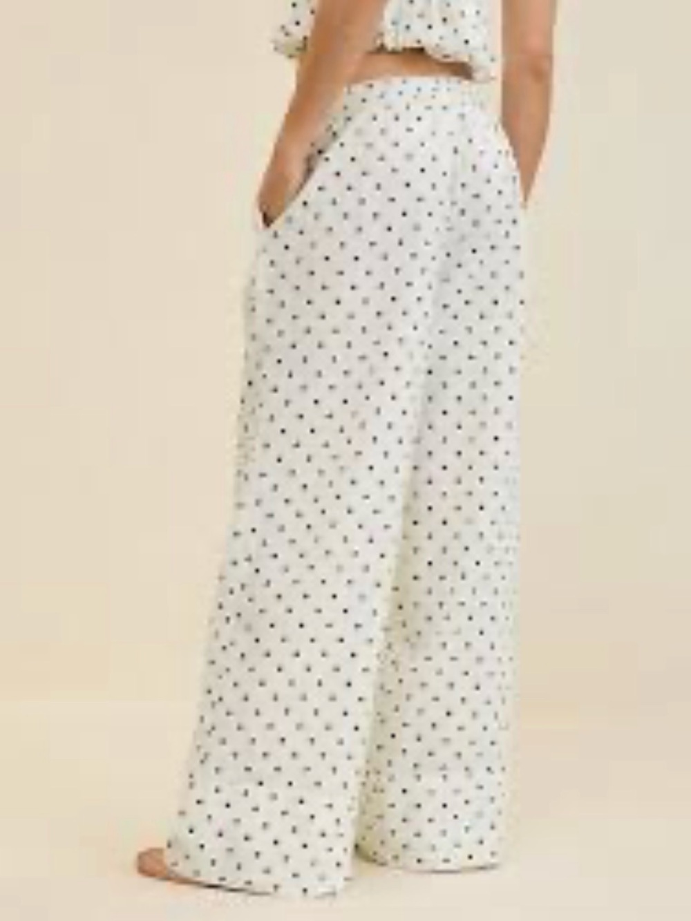 Aerie White Polka Dot Seersucker Wide Leg Lounge Pants Beachy Size Large - Picture 2 of 7